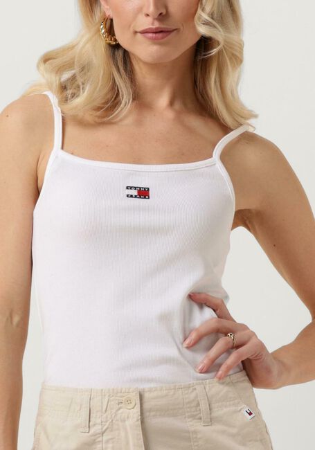 Witte TOMMY JEANS Top TJW BADGE RIB STRAP TOP - large