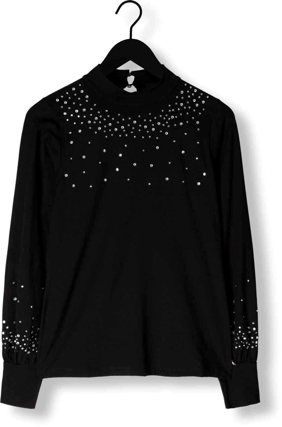 JANSEN AMSTERDAM Dames Tops & T-shirts V183 Turtle Rhinestones Top Zwart