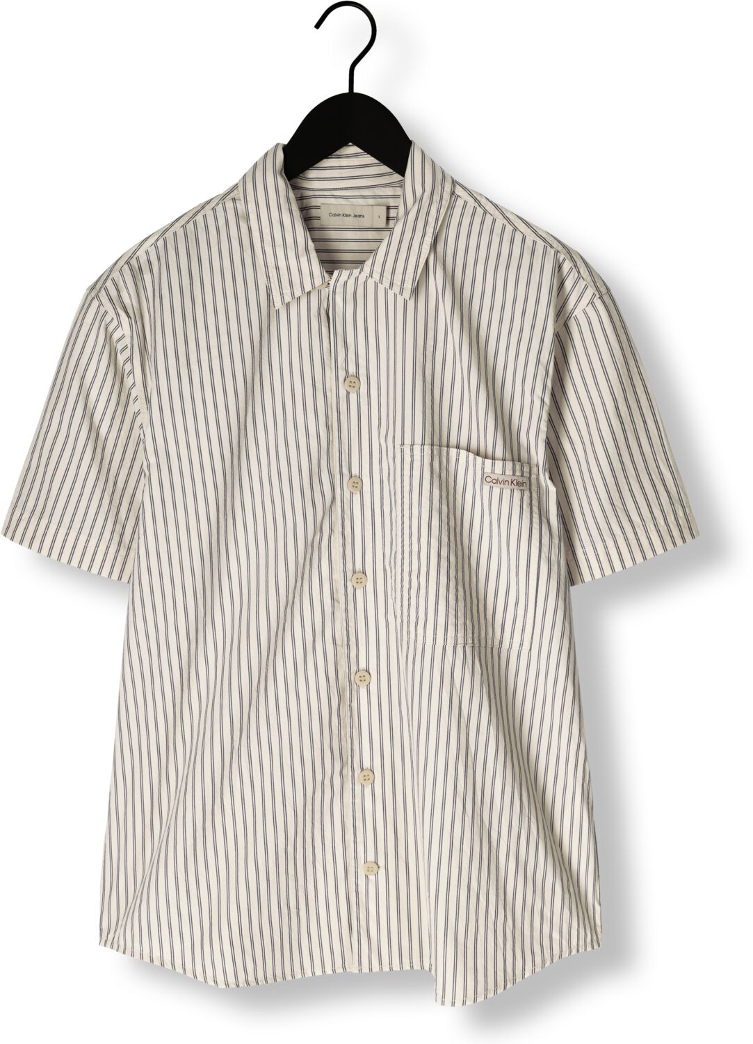 CALVIN KLEIN Heren Overhemden Cotton Poplin S s Shirt Beige