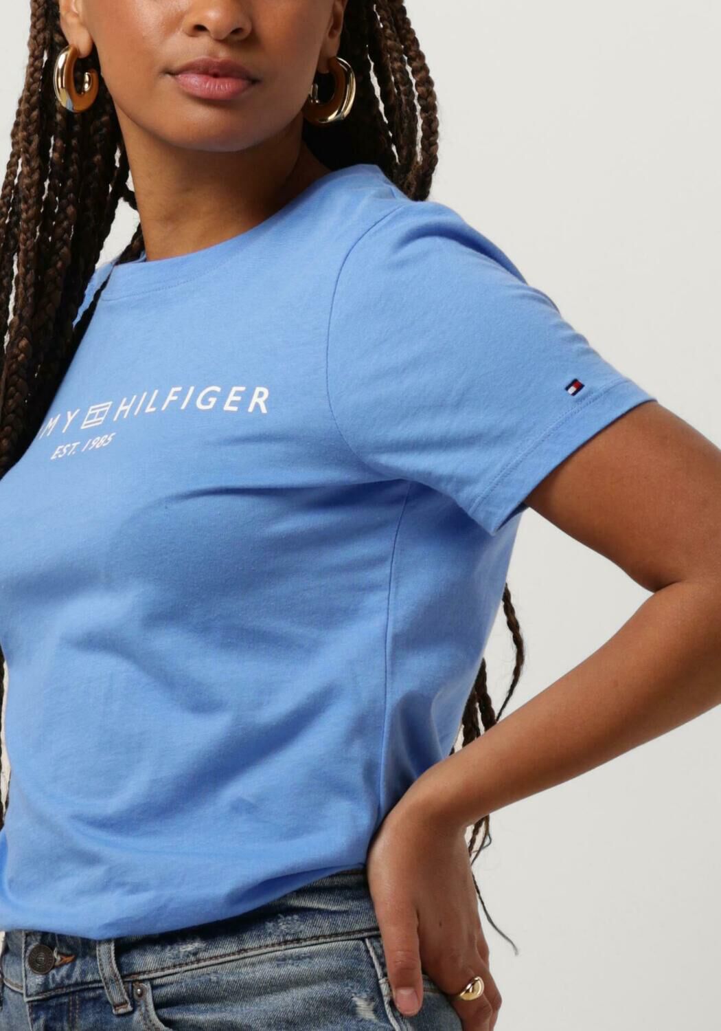 TOMMY HILFIGER Dames Tops & T-shirts Rec Corp Logo C-nk Lichtblauw
