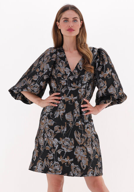 Zwarte CO'COUTURE Mini jurk STELLA JACQUARD V-DRESS - large