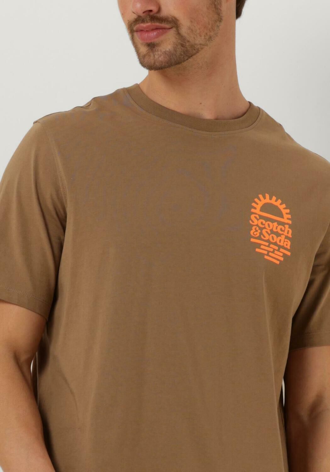 SCOTCH & SODA Heren Polo's & T-shirts Left Chest Artwork T-shirt Khaki