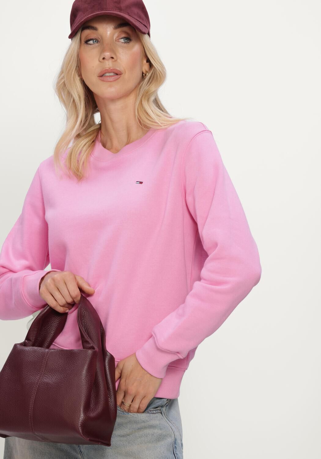 Roze TOMMY JEANS Trui TJW REG S FLAG CREW - large