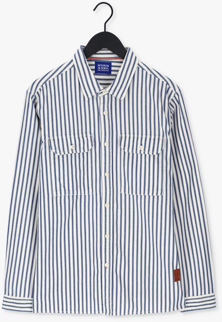 Donkerblauwe SCOTCH & SODA Casual overhemd INDIGO STRIPED 2-POCKET REGULA - large