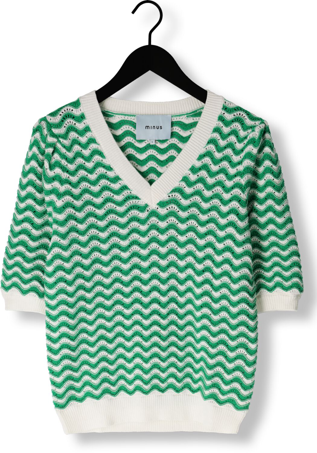 MINUS Dames Tops & T-shirts Maika 2 4 Sleeve Knit T-shirt Groen