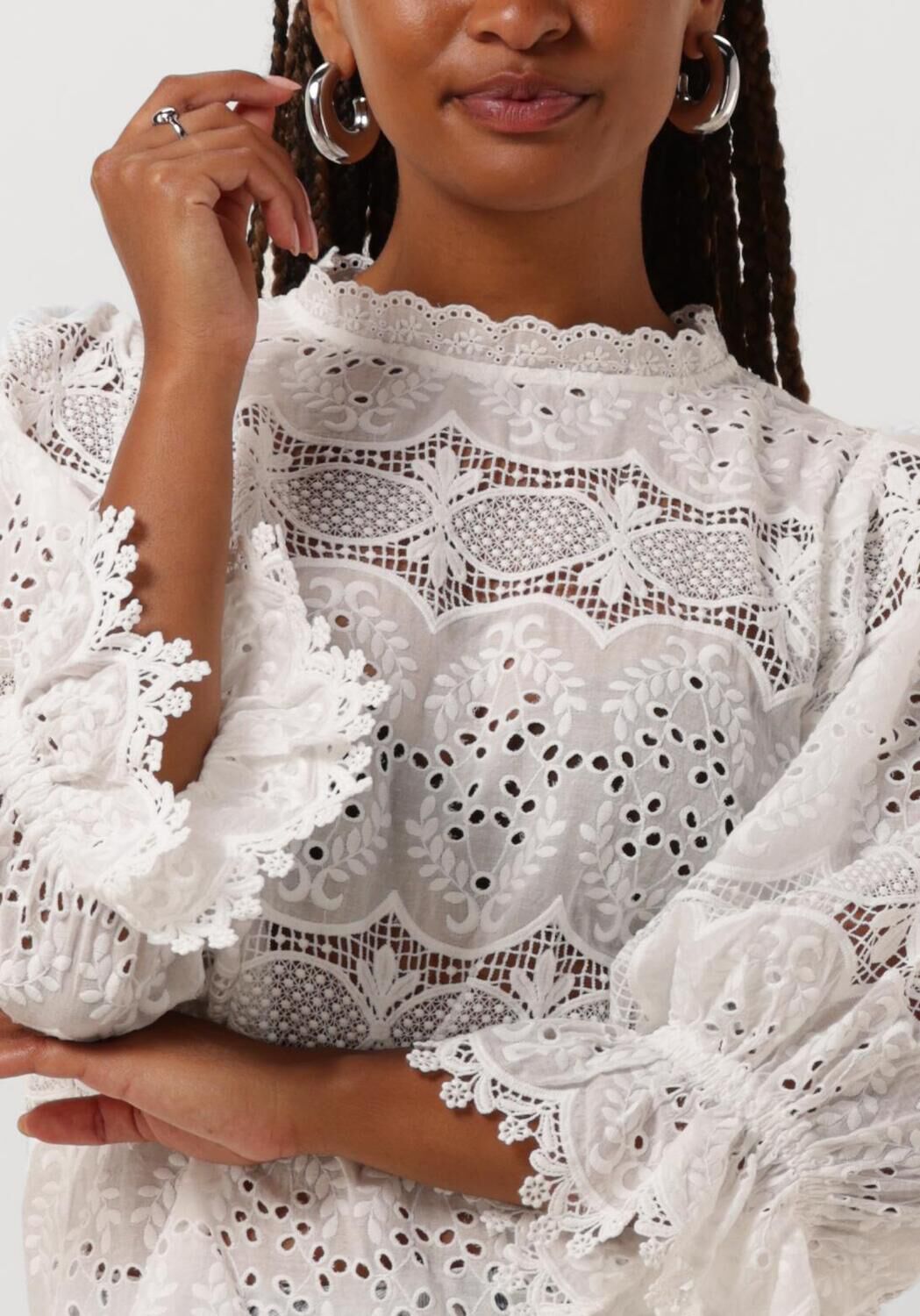 NEO NOIR Dames Blouses Adela Big Embroidery Blouse Wit