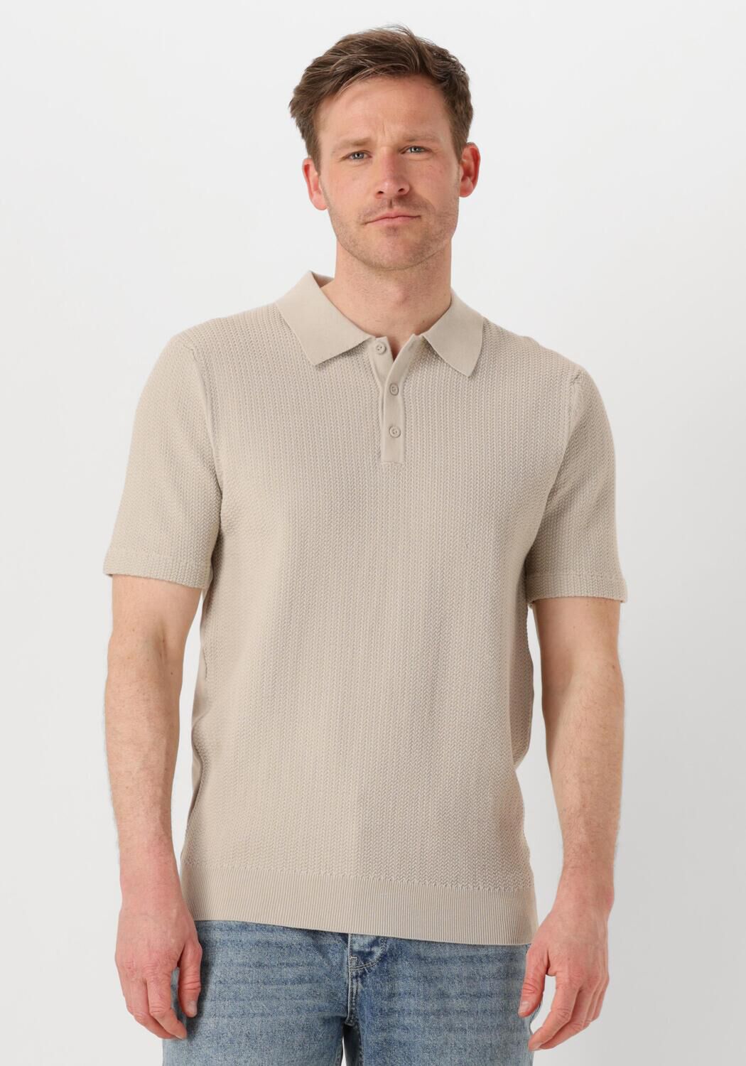 PURE PATH Heren Polo's & T-shirts Regular Fit Polo Ss Knitwear Beige