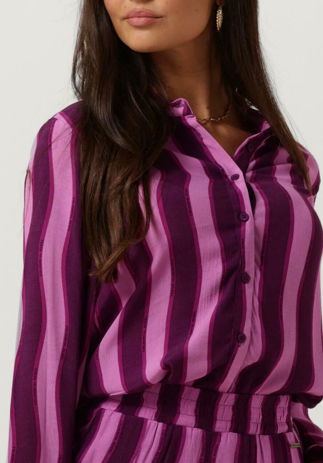 COLOURFUL REBEL Dames Blouses Tia Stripes Kimono Sleeve Blouse Paars