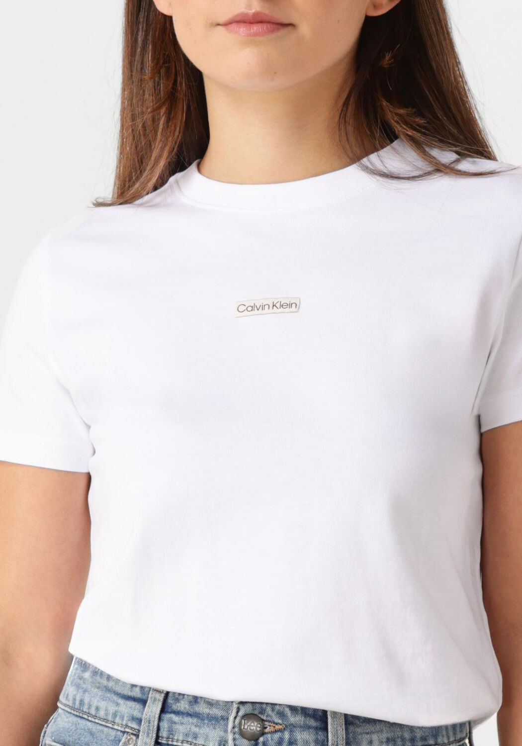 CALVIN KLEIN Dames Tops & T-shirts Placed Institutional Baby Tee Wit