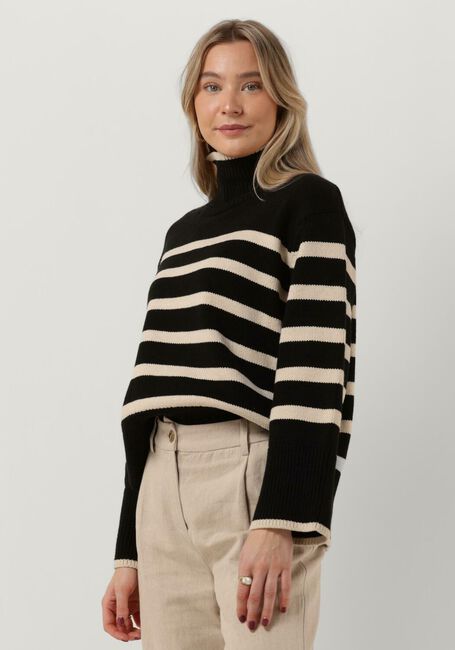 Zwarte NEO NOIR Coltrui FANNING STRIPE KNIT BLOUSE - large