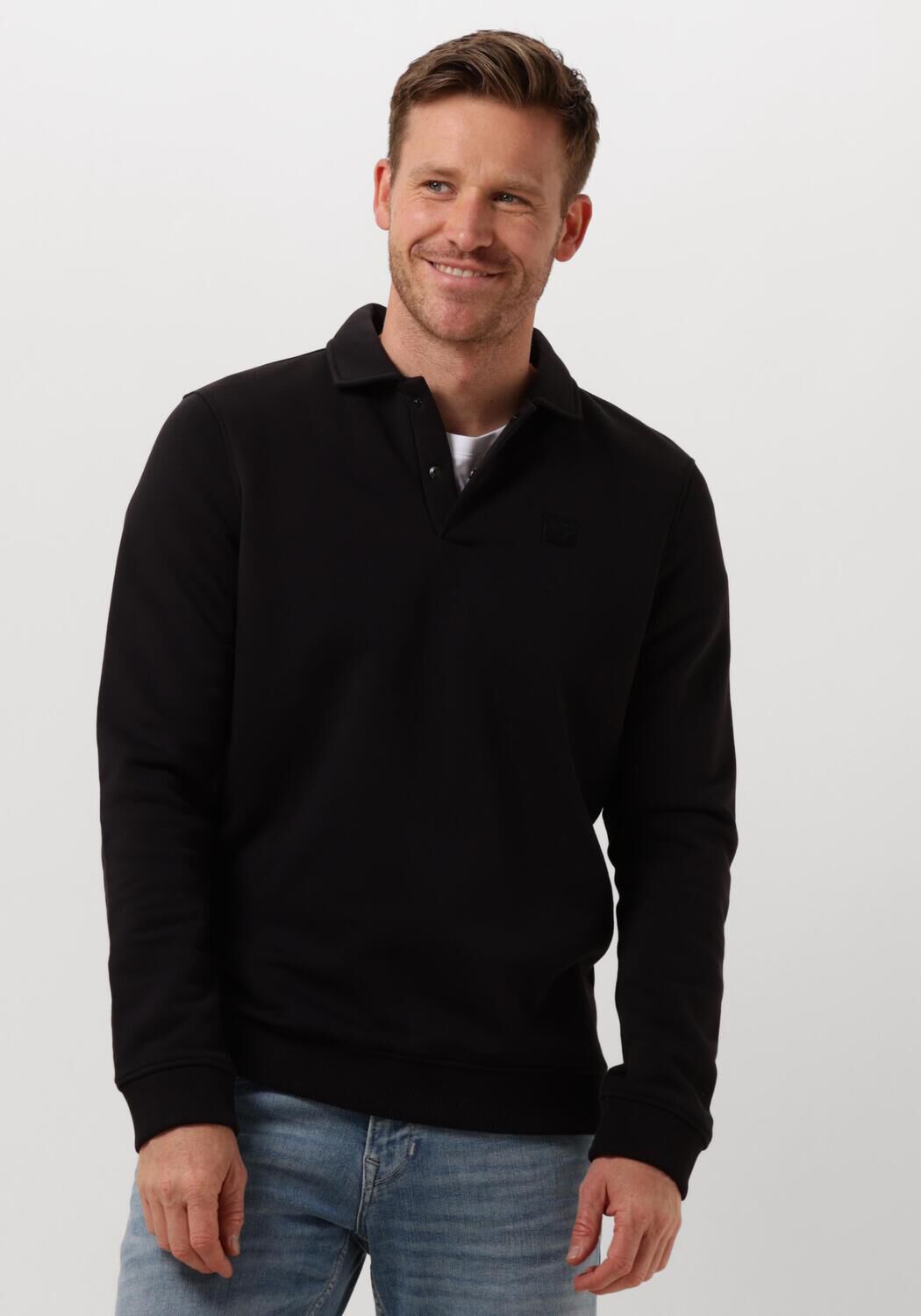 PME LEGEND Heren Truien & Vesten Half Button Collar Soft Brushed Fleece Zwart