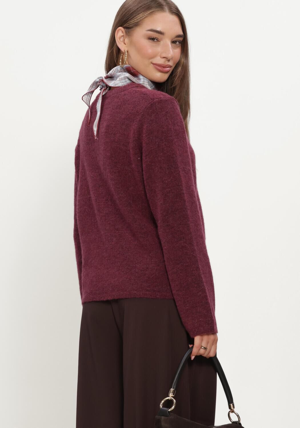 Bordeaux SELECTED WOMEN Vest SLFLULU NEW LS KNIT CARDIGAN - large