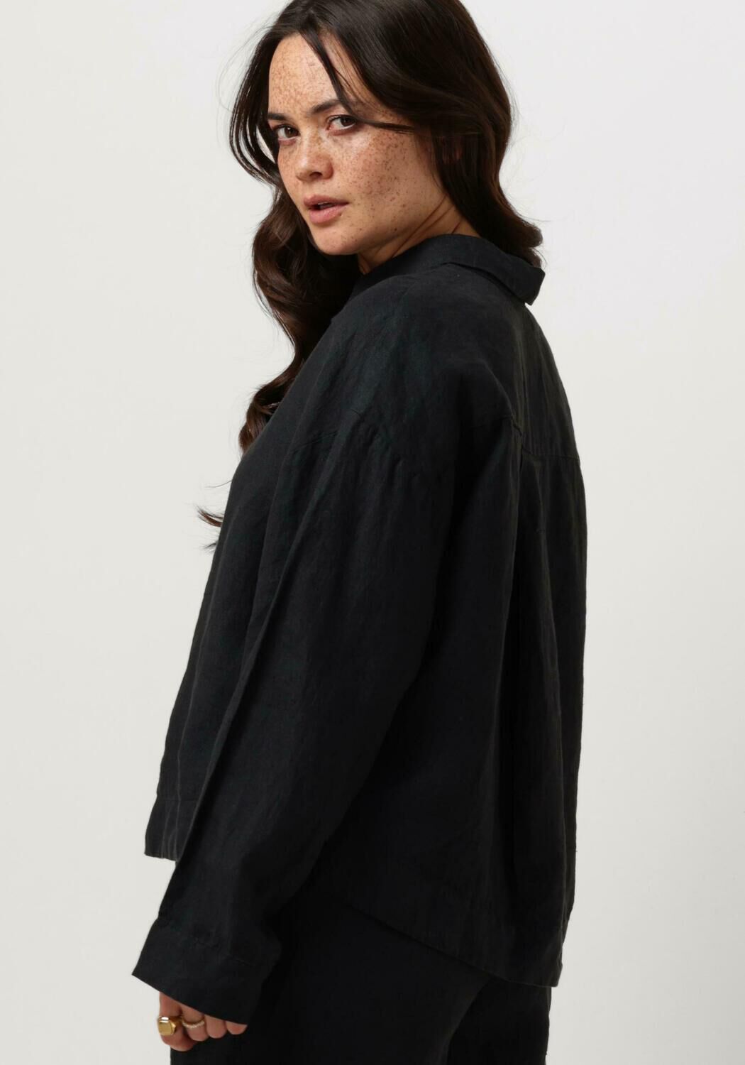 SELECTED FEMME Dames Blouses Slflinnie S Linen Shirt Zwart
