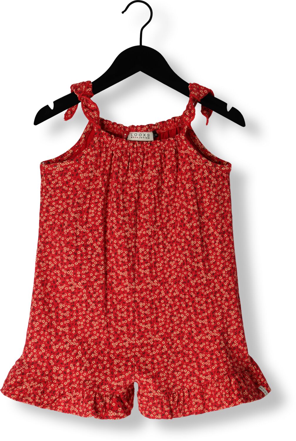 LOOXS little gebloemde jumpsuit rood Meisjes Stretchkatoen Vierkante hals 128