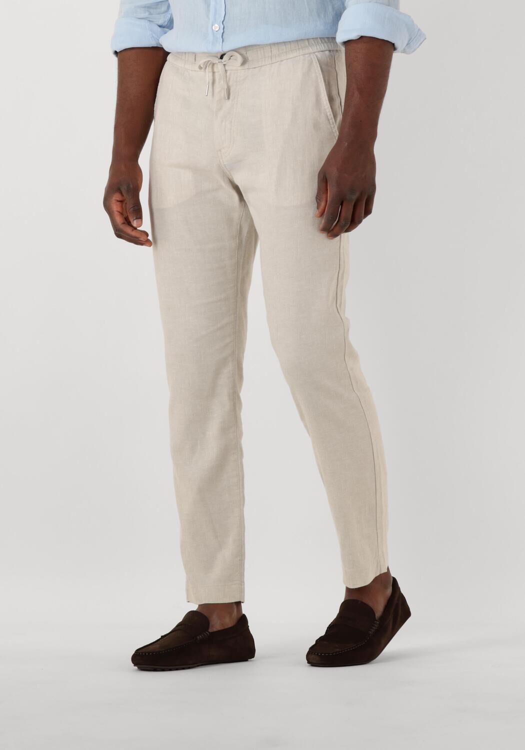 Boss Orange Straight fit linnen broek met elastische band model 'Sanderson'