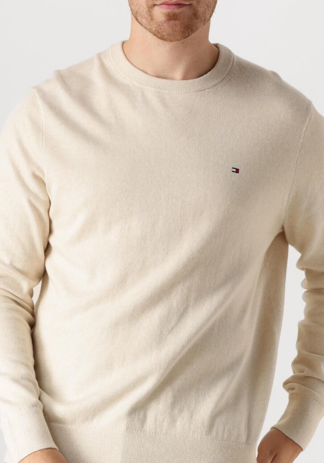 TOMMY HILFIGER Heren Truien & Vesten Pima Org Ctn Cashmere Crew Neck Beige