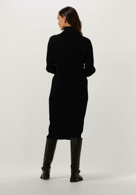 Zwarte NOTRE-V Midi jurk LONG RIB KNIT DRESS - large