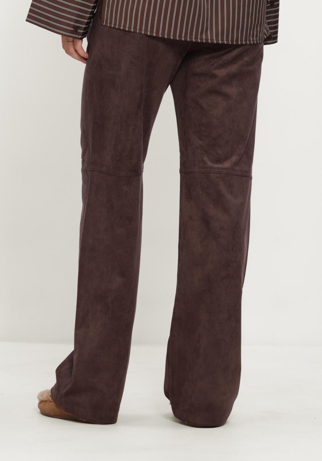 Bruine MAC Lange broeken 0455 VELOUR CHIARA WIDE LEG - large