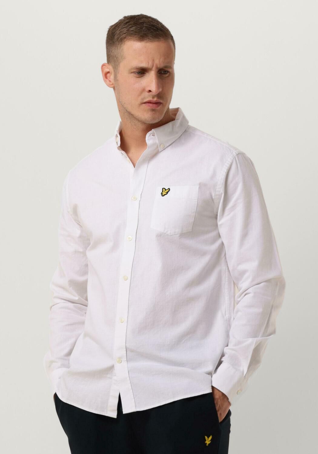 Lyle & Scott Casual Katoen Linnen Button Down Overhemd White Heren