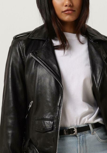 Zwarte CATWALK JUNKIE Leren jas JK BIKER BABE - large