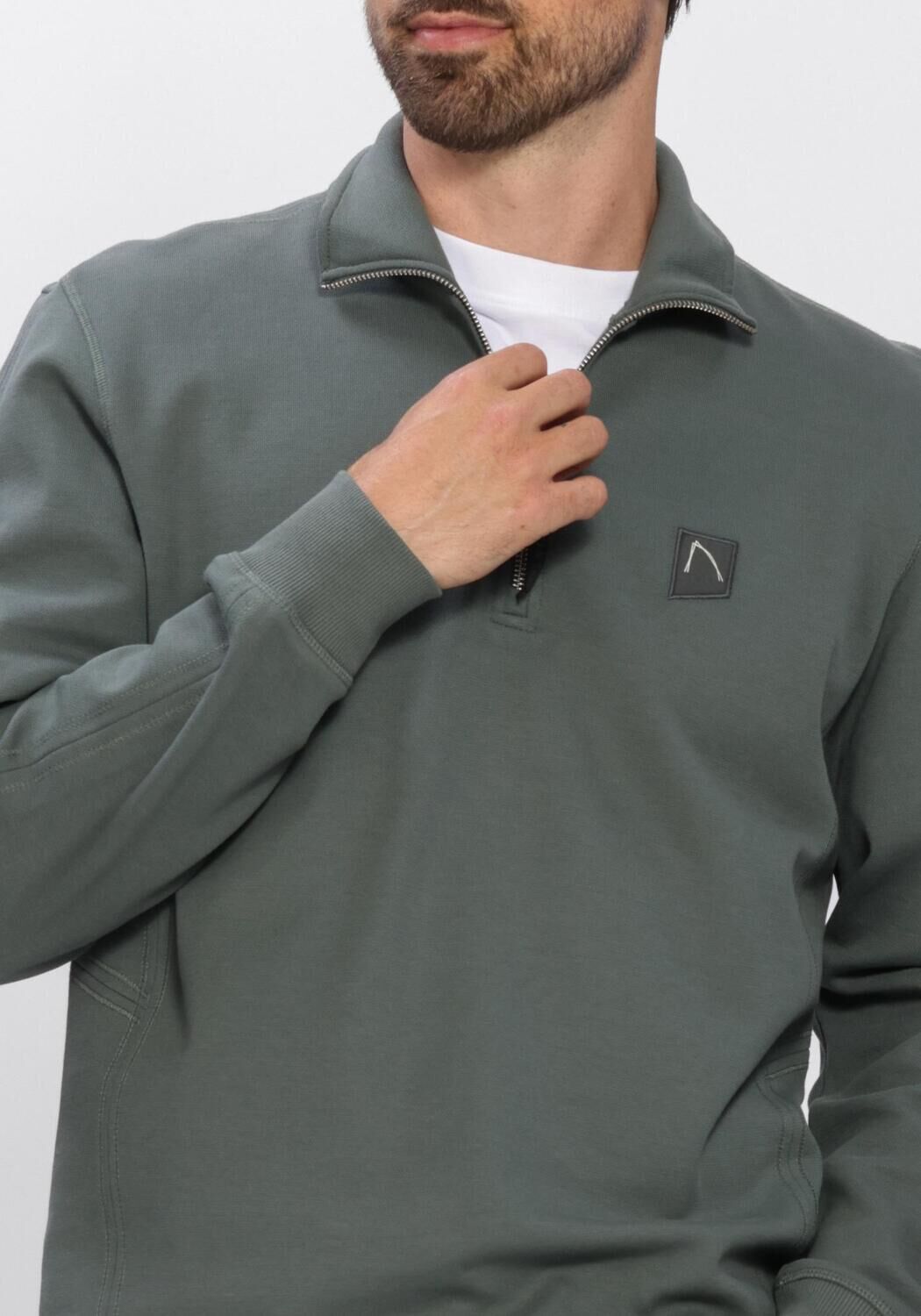 Donkergroene CHASIN Trui RYDEN ZIP-UP - large