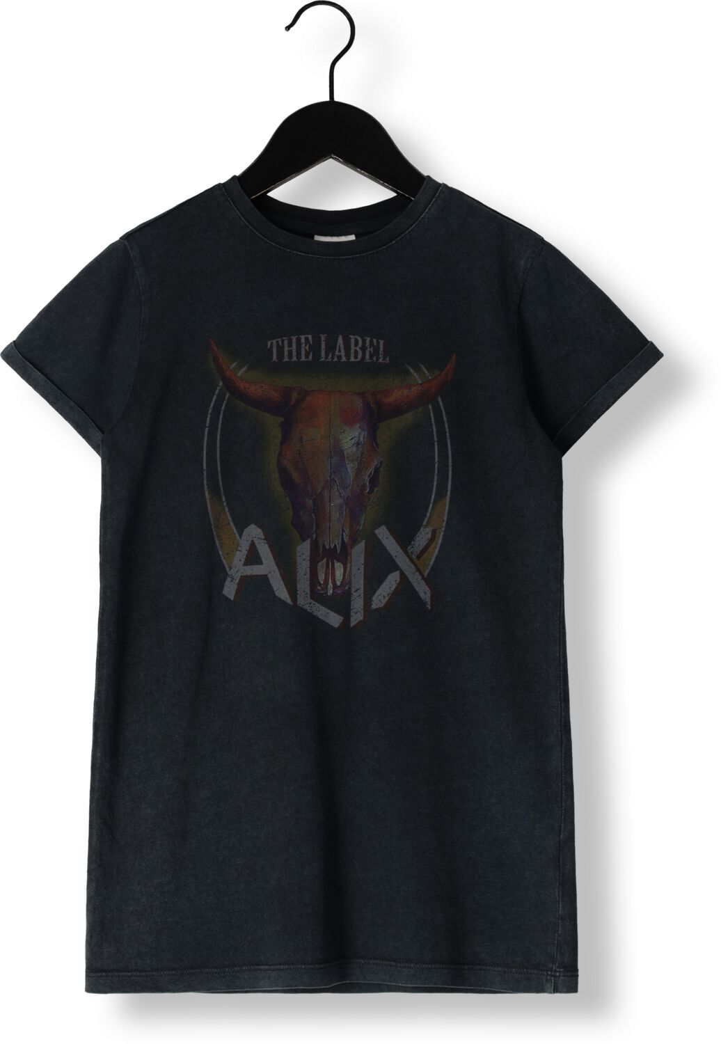 ALIX MINI Meisjes Jurken Knitted Washed Bull Print T-shirt Dress Donkerblauw