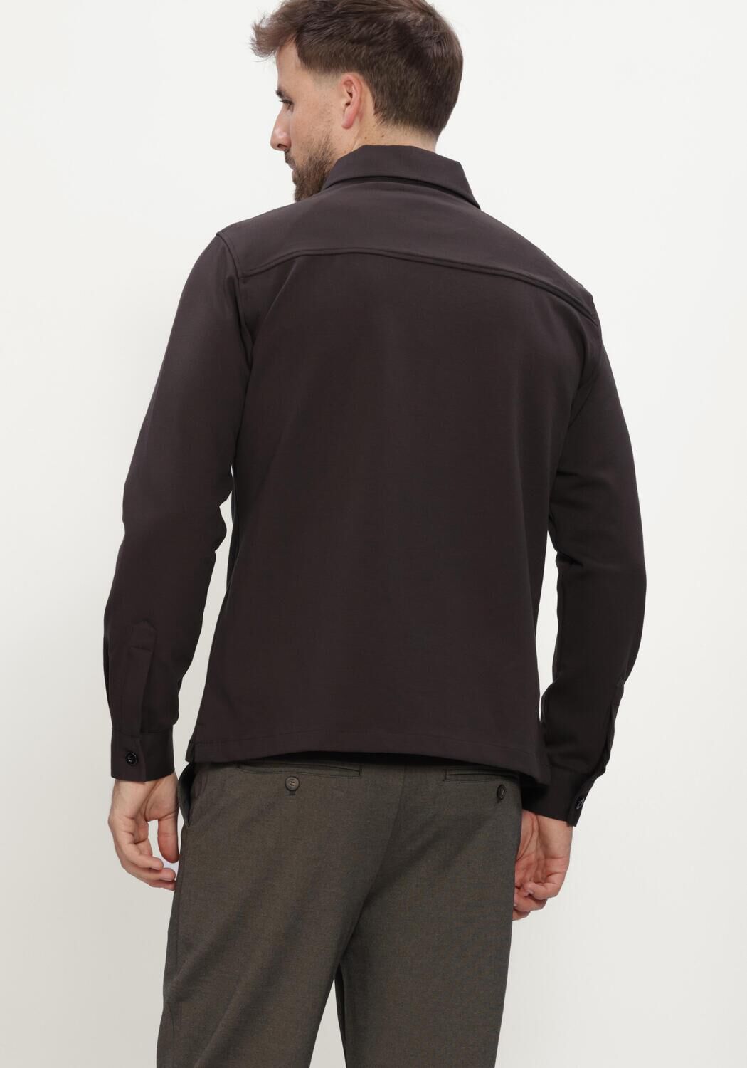 GENTI Heren Overshirts Overshirt Rits Bruin