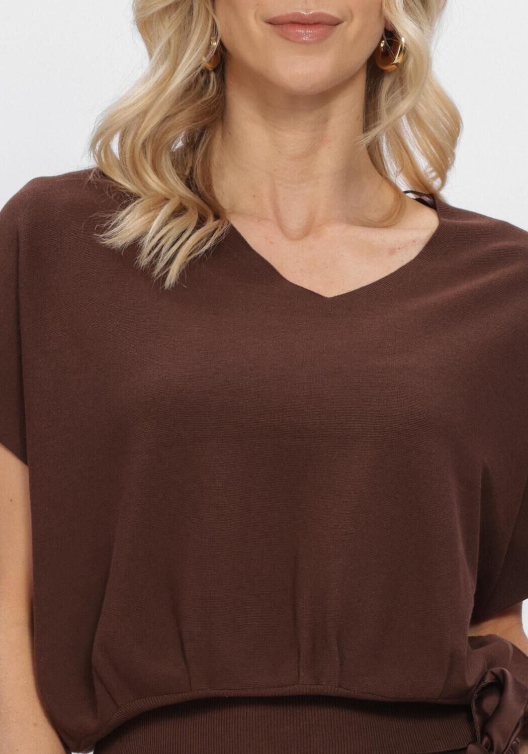 Bruine SUMMUM Trui V-NECK SWEATER VISCOSE BLEND KNIT - large