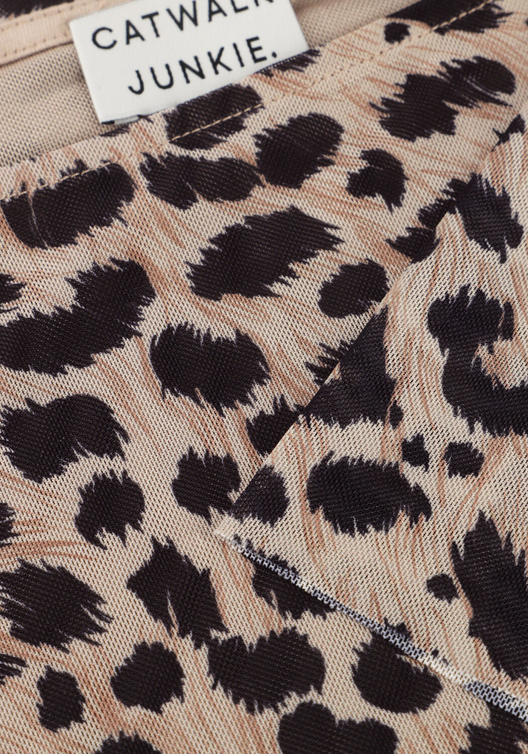 Grijze CATWALK JUNKIE Tops & T-shirts CHEETAH MESH LONG SLEEVE - large