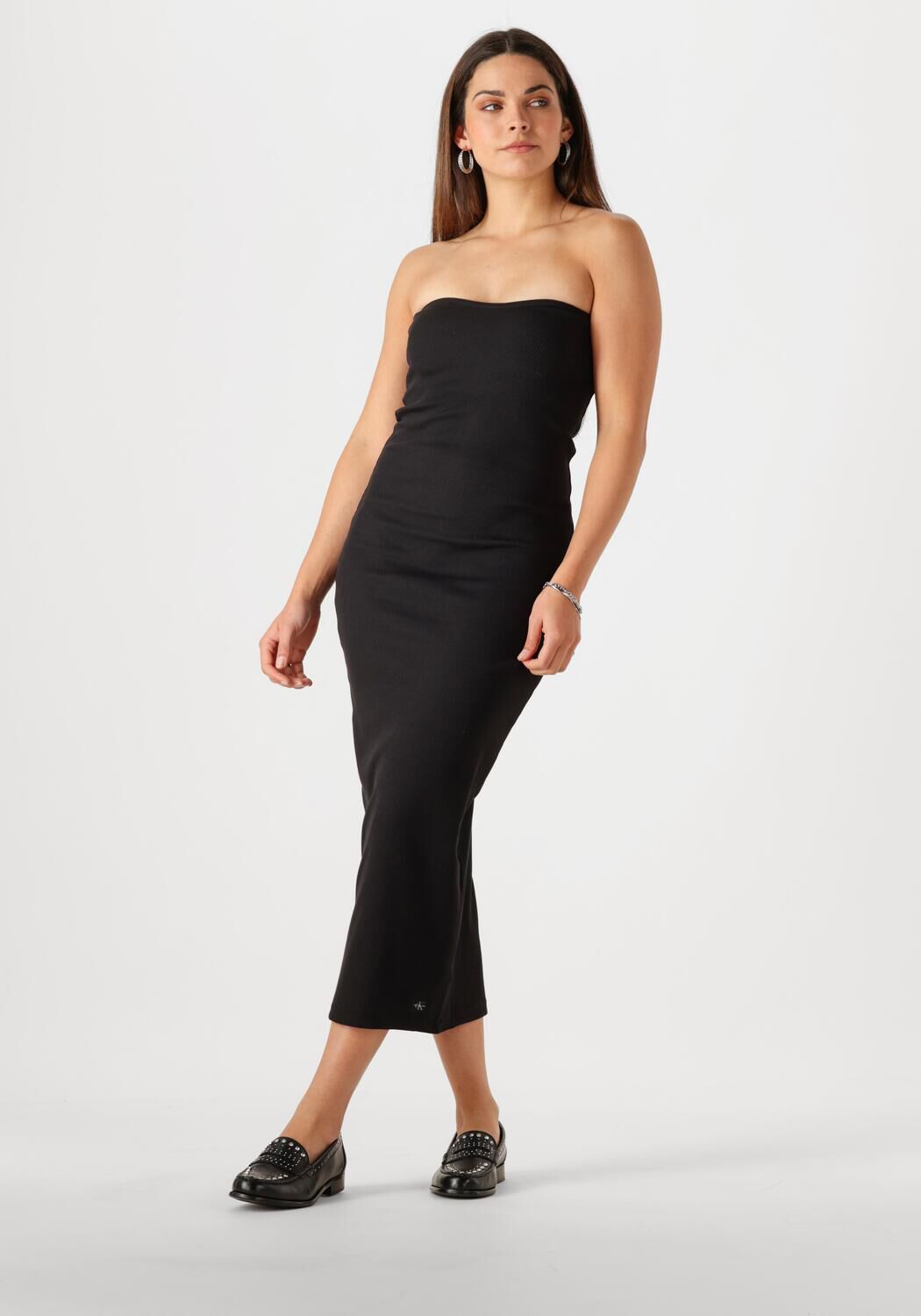 CALVIN KLEIN Dames Jurken Woven Label Rib Sleeveless Dress Zwart
