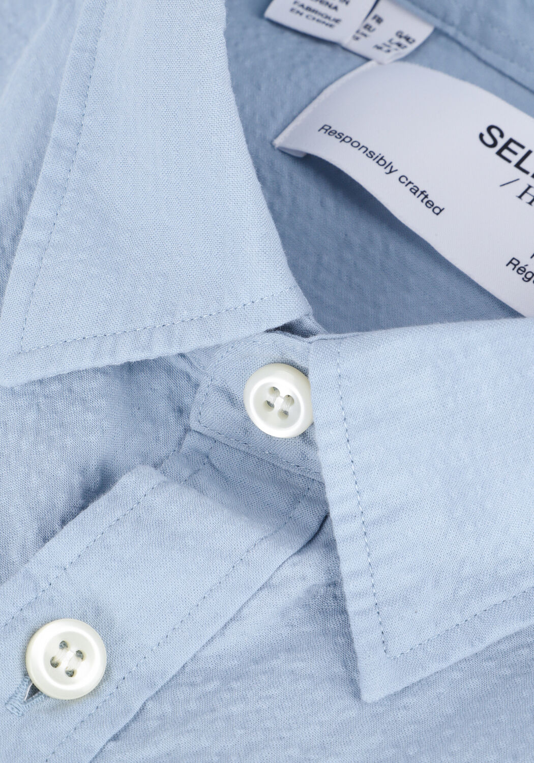 Blauwe SELECTED MEN Casual overhemd SLHREGAXEL SHIRT LS SEERSUCKER - large