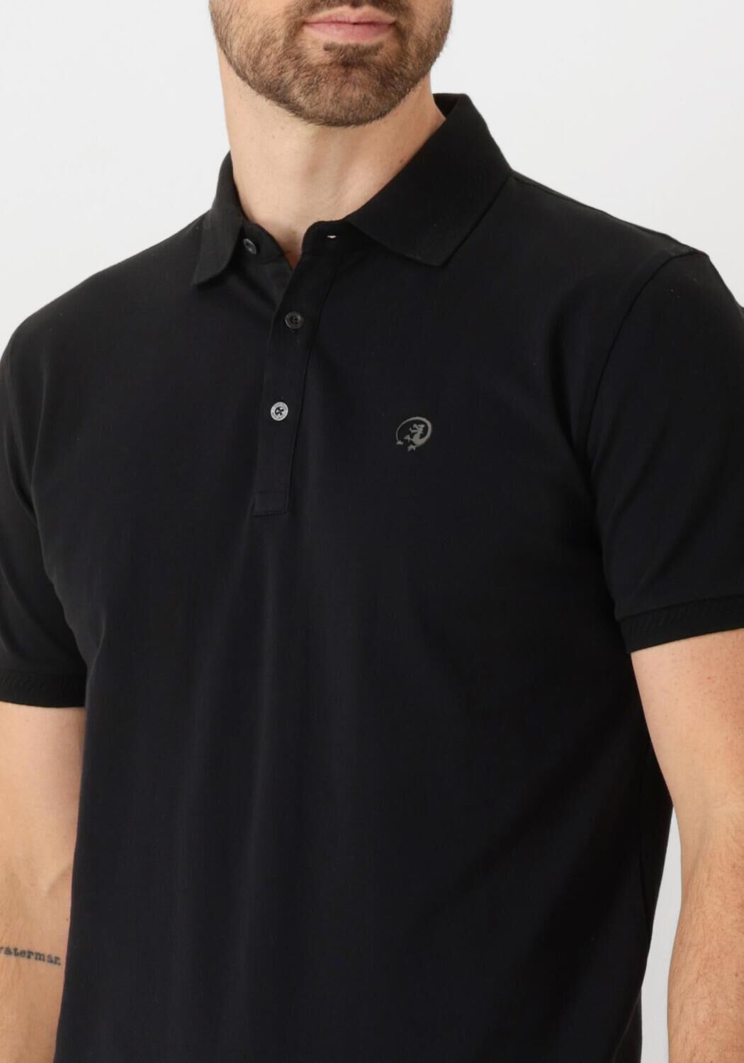 CAST IRON Heren Polo's & T-shirts Short Sleeve Polo Fine Pique Essential Zwart
