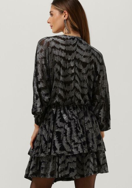 Zilveren COLOURFUL REBEL Mini jurk MENCIA ZEBRA METALLIC V-NECK DRESS - large