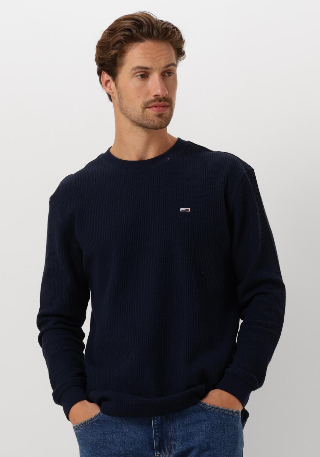 TOMMY JEANS Heren Truien & Vesten Tjm Reg Waffle L s Tee Donkerblauw