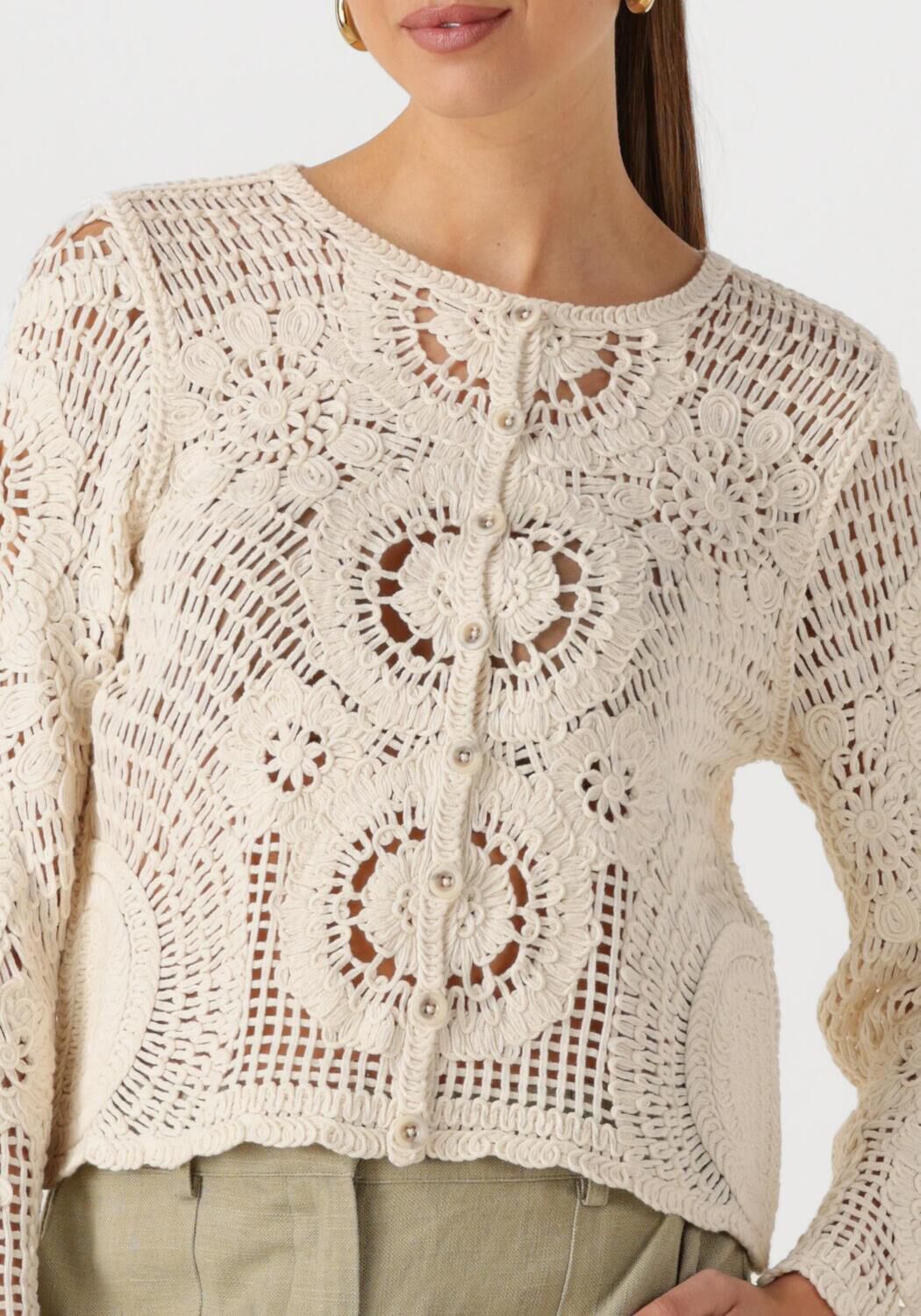 Y.A.S. Dames Truien & Vesten Yasfiro Crochet Cardigan Ecru