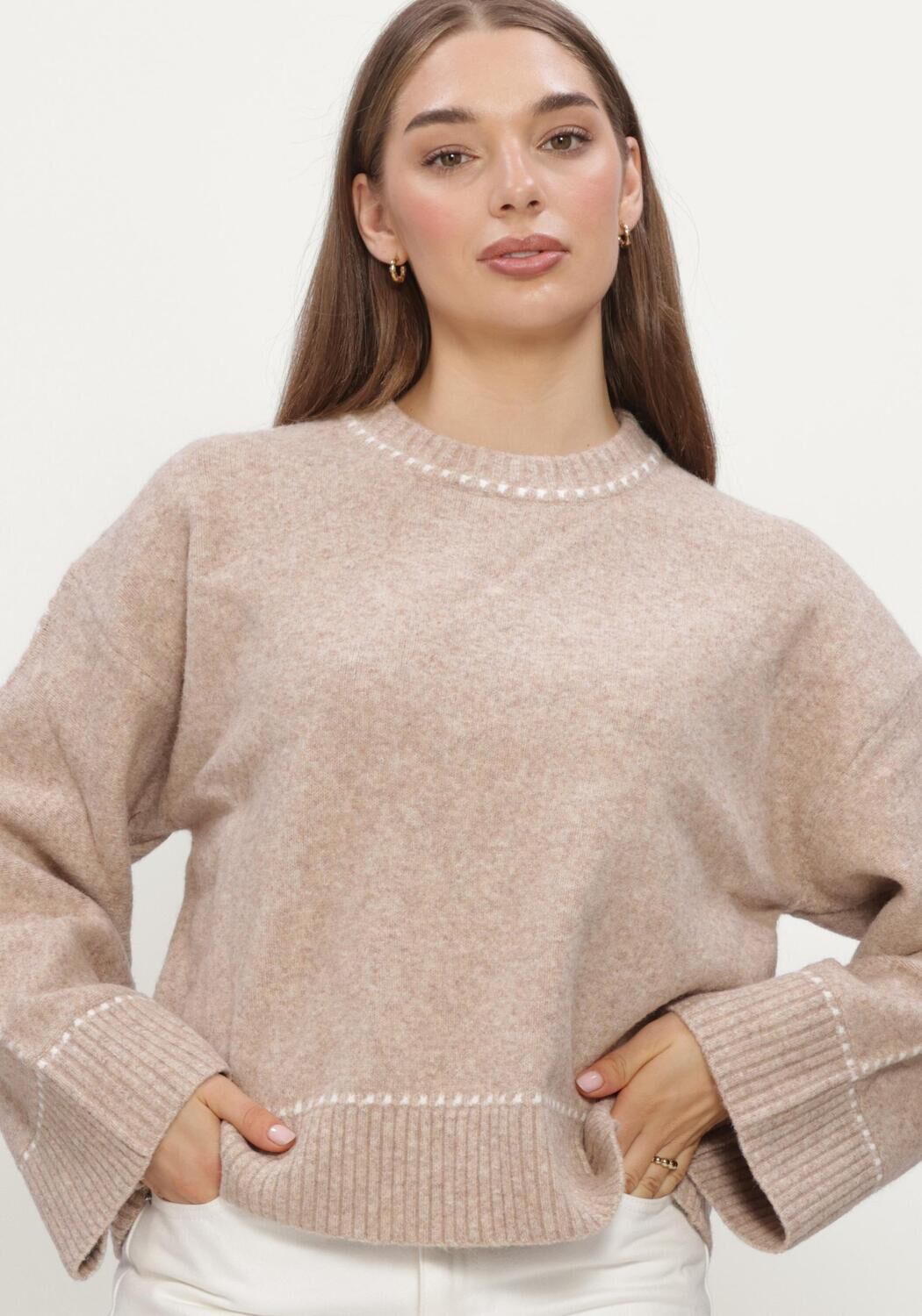 NEO NOIR Dames Truien & Vesten Roeme Knit Stitch Blouse Beige