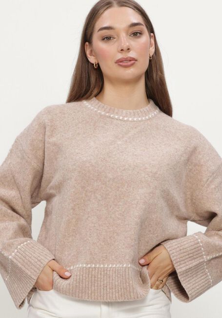Beige NEO NOIR Trui ROEME KNIT STITCH BLOUSE - large