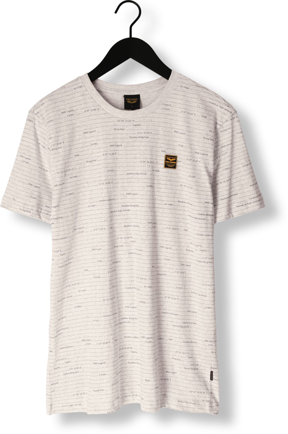 PME LEGEND Heren Polo's & T-shirts Short Sleeve R-neck Single Jersey Melange Lichtgrijs