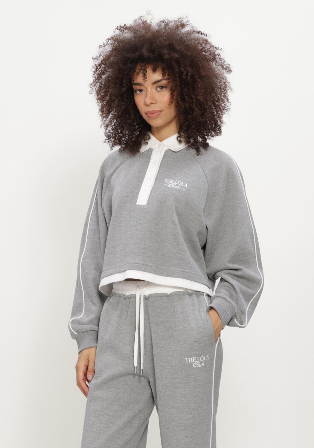 Grijze THE LOLA CLUB Sweater KAYA POLO - large