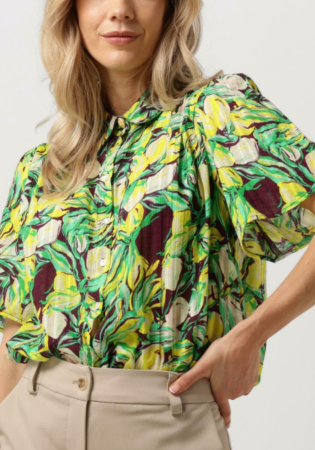 POM AMSTERDAM Dames Blouses Lemon Tree Blouse Roest