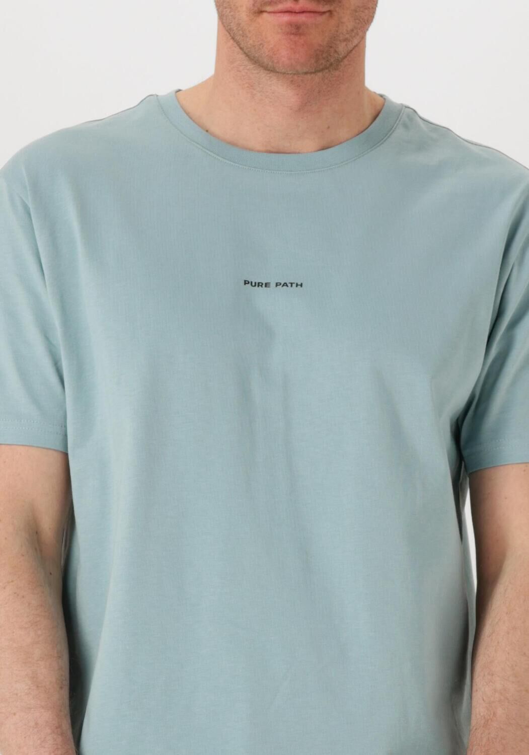 PURE PATH Heren Polo's & T-shirts Regular Fit Crewneck Ss T-shirts Lichtblauw