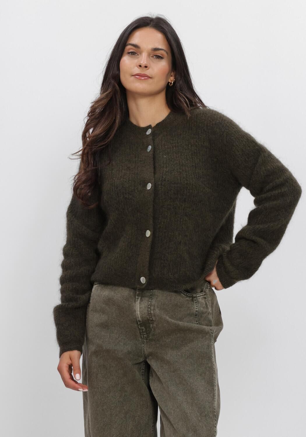 Zwarte SECOND FEMALE Vest ANDREA KNIT RIB LS CARDIGAN - large