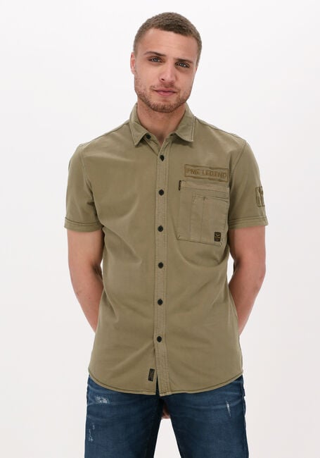 Olijf PME LEGEND Casual overhemd SHORT SLEEVE SHIRT CTN SINGLE JERSEY - large