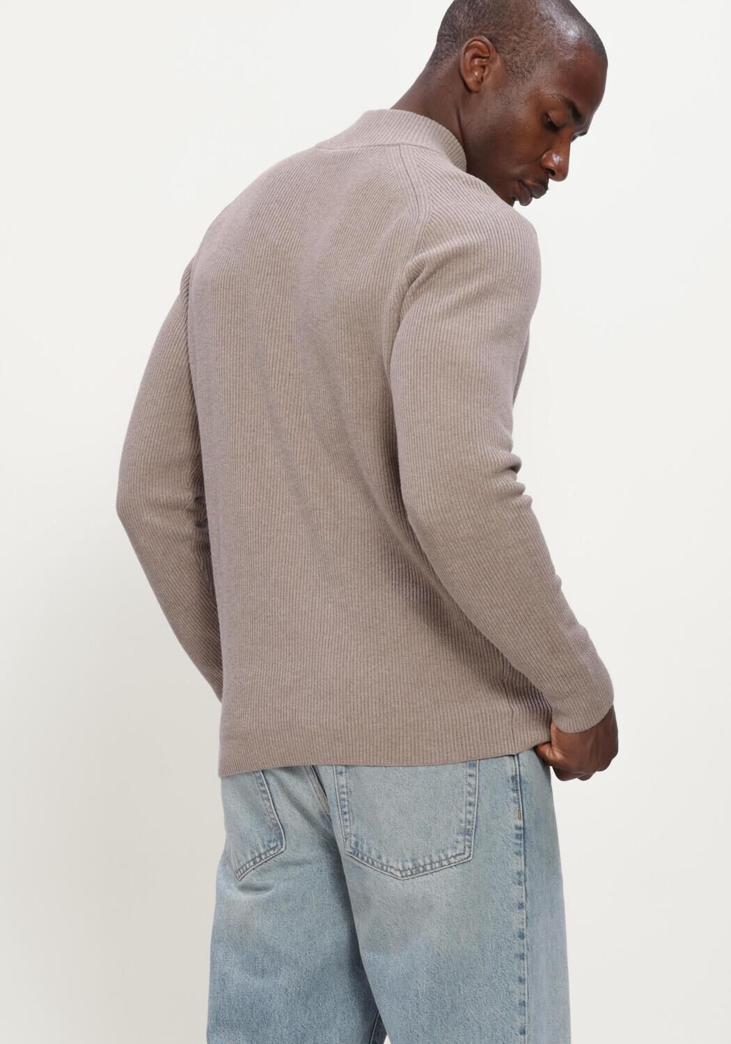 Beige GENTI Trui TURTLE BUTTON LS - large