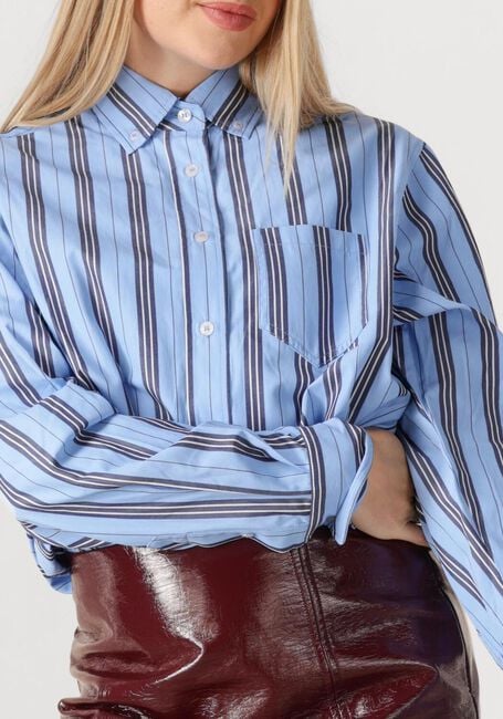 Blauwe HAUTE L'AMITIÉ Blouses BUTTON DOWN STRIPE SHIRT - large