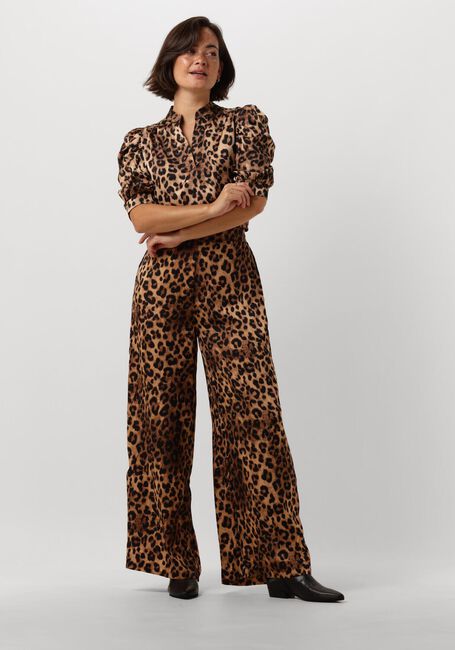 Bruine NEO NOIR Wijde broek AVIE LEO PANTS - large
