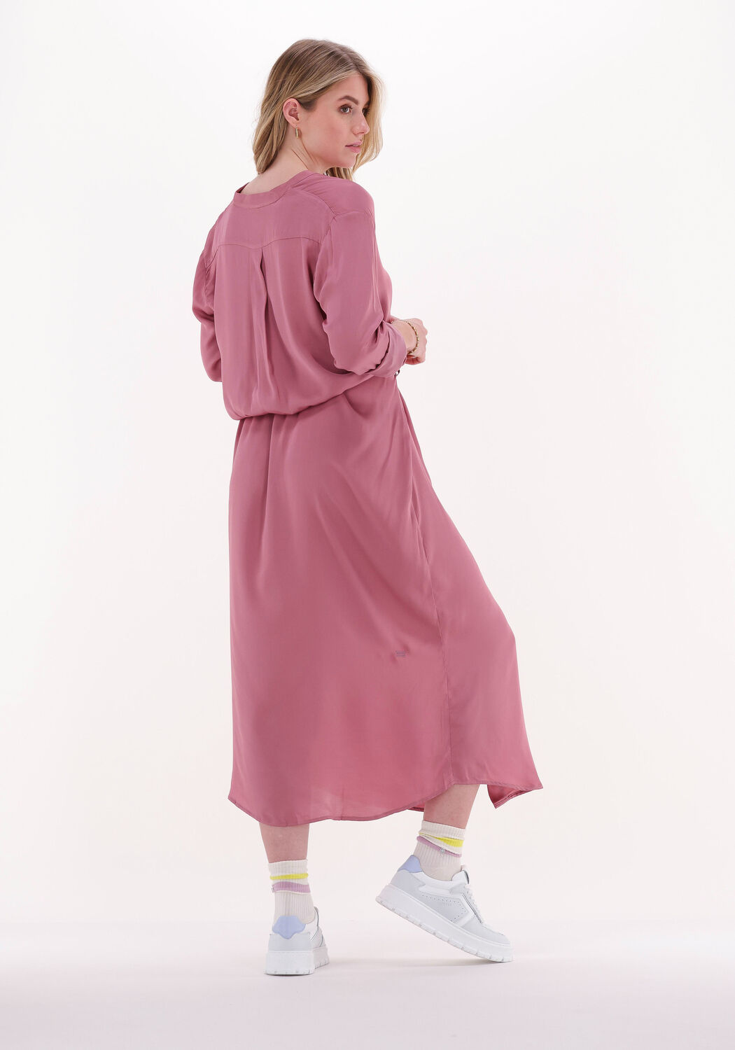 roze 10days midi jurk flowy shirt dress