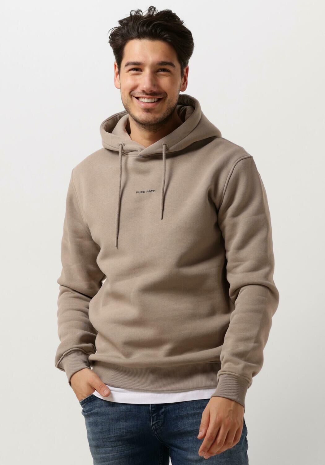 PURE PATH Heren Truien & Vesten Essential Logo Hoodie Taupe