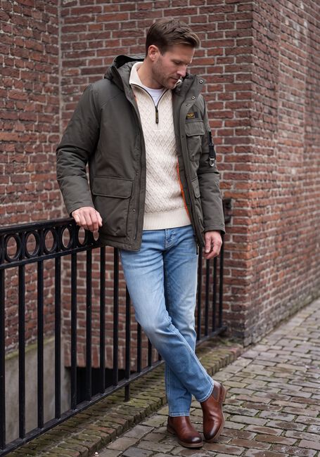 Donkergrijze PME LEGEND Gewatteerde jas SEMI LONG JACKET ROCK-PACK - large