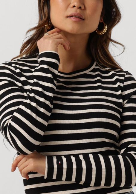 Zwarte TOMMY HILFIGER Tops & T-shirts SLIM 5X2 RIB STRIPE C-NK LS - large